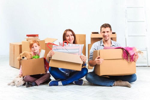 Organised moving boxes and packing materials prepared for Putney residents