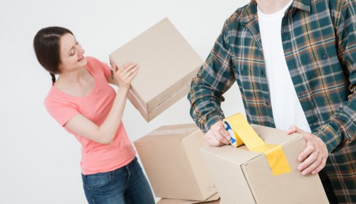 Office furniture and equipment prepared for relocation in Putney