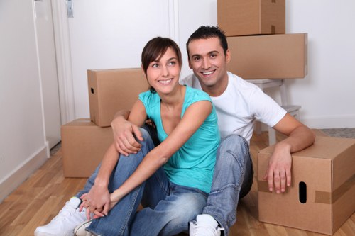 Boxes and furniture being prepared for a local Putney home relocation